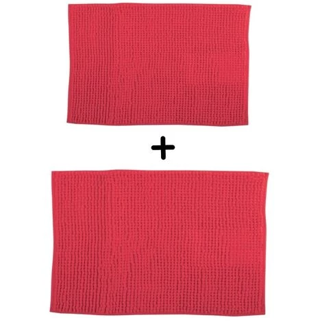 MSV Lot De 2 Tapis De Bain Microfibre CHENILLE 40x60cm & 60x90cm Rouge - Rouge 1 MSV Lot De 2 Tapis De Bain Microfibre CHENILLE 40x60cm & 60x90cm Rouge - Rouge