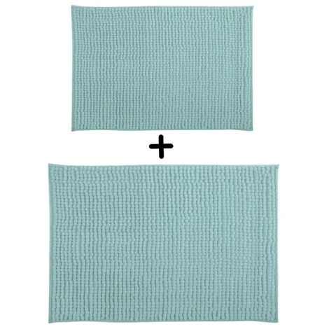 MSV Lot De 2 Tapis De Bain Microfibre CHENILLE 40x60cm & 60x90cm Vert Pastel - Vert 1 MSV Lot De 2 Tapis De Bain Microfibre CHENILLE 40x60cm & 60x90cm Vert Pastel - Vert