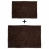 MSV Lot De 2 Tapis De Bain Microfibre CHENILLE 40x60cm & 60x90cm Marron - Marron