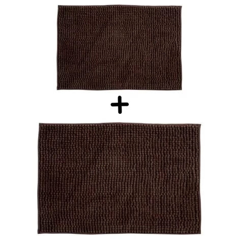 MSV Lot De 2 Tapis De Bain Microfibre CHENILLE 40x60cm & 60x90cm Marron - Marron 1 MSV Lot De 2 Tapis De Bain Microfibre CHENILLE 40x60cm & 60x90cm Marron - Marron