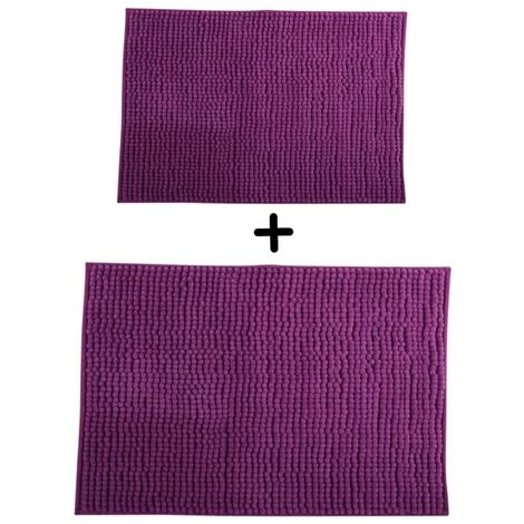 MSV Lot De 2 Tapis De Bain Microfibre CHENILLE 40x60cm & 60x90cm Violet - Violet 1 MSV Lot De 2 Tapis De Bain Microfibre CHENILLE 40x60cm & 60x90cm Violet - Violet