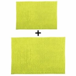 MSV Lot De 2 Tapis De Bain Microfibre CHENILLE 40x60cm & 60x90cm Vert Pistache - Vert