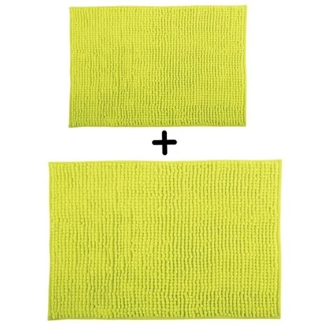 MSV Lot De 2 Tapis De Bain Microfibre CHENILLE 40x60cm & 60x90cm Vert Pistache - Vert 1 MSV Lot De 2 Tapis De Bain Microfibre CHENILLE 40x60cm & 60x90cm Vert Pistache - Vert
